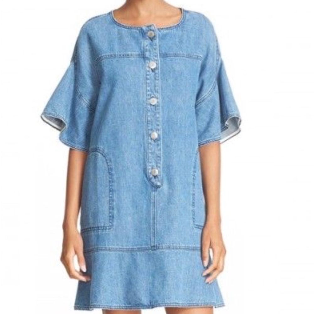 See by Chloe ruffled sleeve denim dress - size 36